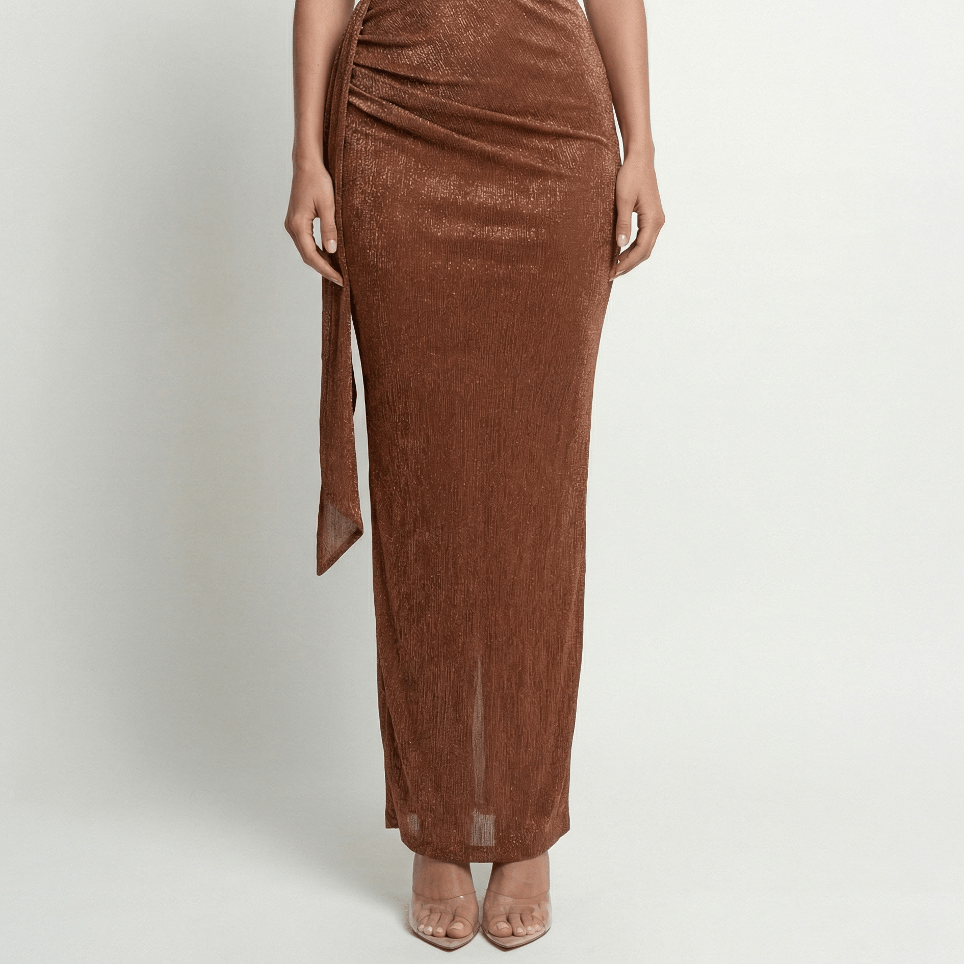 Satin One-Shoulder Maxi Dress Bodycon Draped Evening Formal Party Cocktail Wedding - Walter & Rose