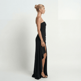 Twisted Off Shoulder Maxi Dress Elegant Long Evening Cocktail Wedding Formal - Walter & Rose