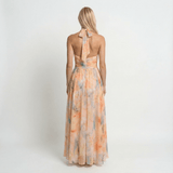 Watercolour Halter Maxi Dress Relaxed Fit Open Back Summer Holiday Beach - Walter & Rose