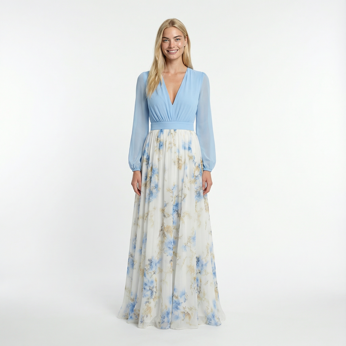 Floral Maxi Dress Relaxed Fit Round Neck Summer Casual Beach Vacation Garden Party