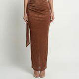 Satin One-Shoulder Maxi Dress Bodycon Draped Evening Formal Party Cocktail Wedding