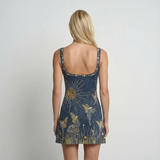 Starry Bodycon Mini Dress Sleeveless Side Slit Evening Party Nightclub Clubwear