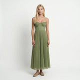 Pleated Fit And Flare Midi Dress Round Neck Elegant Wedding Cocktail Evening