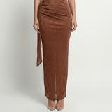 Satin One-Shoulder Maxi Dress Bodycon Draped Evening Formal Party Cocktail Wedding - Walter & Rose